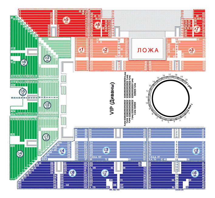 Схема арены лужники с местами