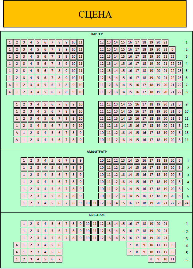 Схема зала театра буфф